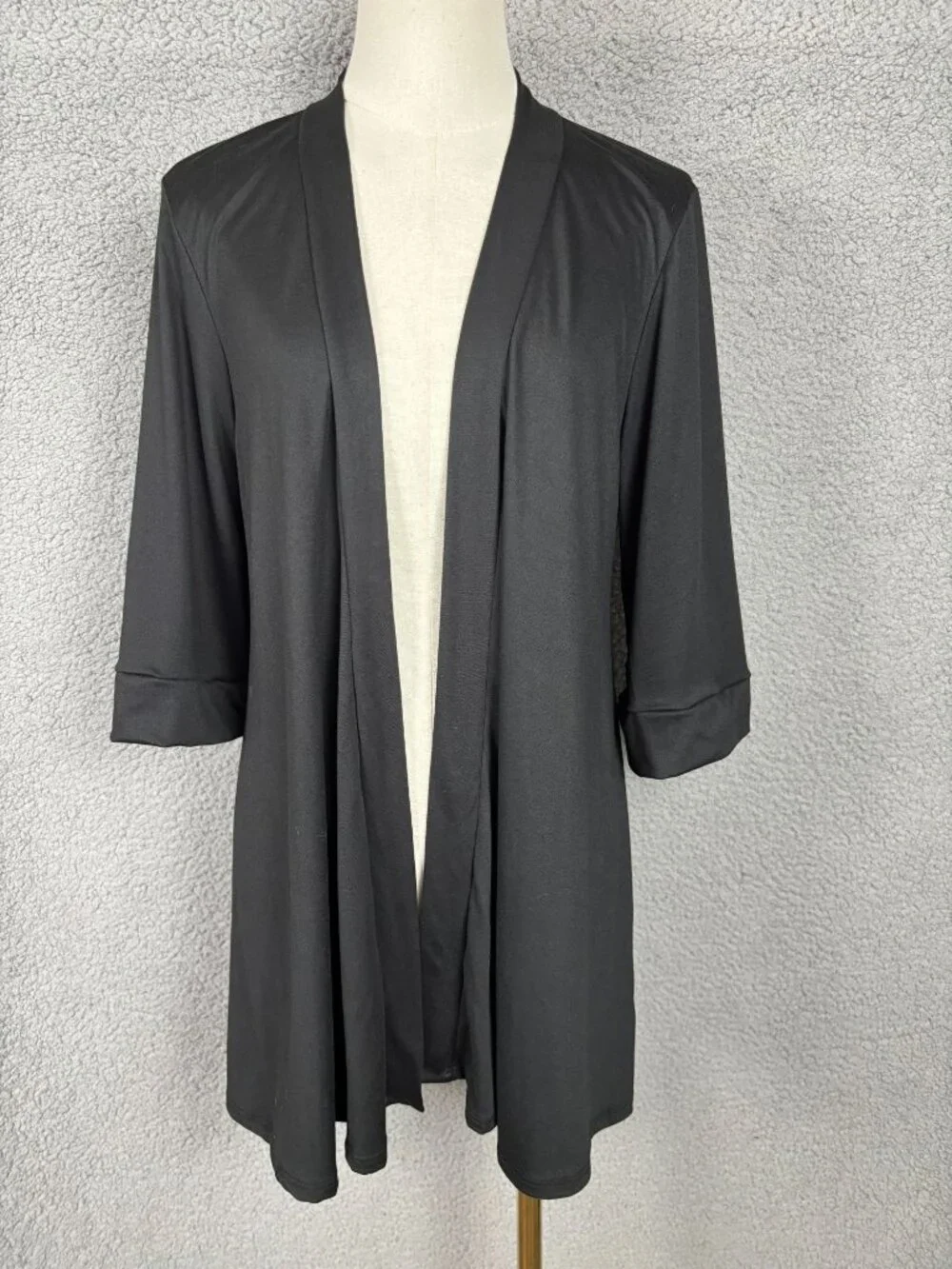 24seven Comfort Apparel Women's Black Open Front Cardigan 3/4 Sleeve Large NWOTs